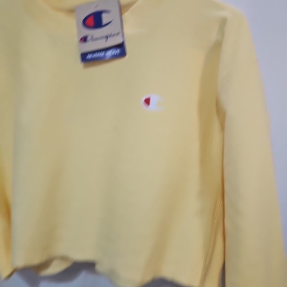 CHAMPION WOMEN'S YELLOW REVERSE WEAVE CROPPED SWEATSHIRT SIZE XS Oversized READ - Picture 2 of 12